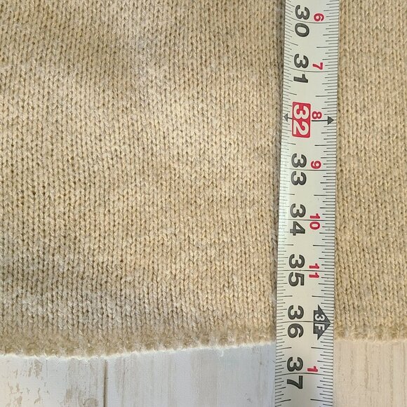 Button Wool V-neck Wrap Front Sweater Dress Cable Knit Short Sleeve Knee Length - Picture 8 of 11